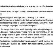 Se et udsnit af de studerendes produktioner fra fodboldtrøjefredag. Her skulle de blandt andet producere en kort artikel og en grafik med en vinklet historie med afsæt i deres indsamlede data om fodboldtrøjer på de studerende på DMJX i Aarhus.